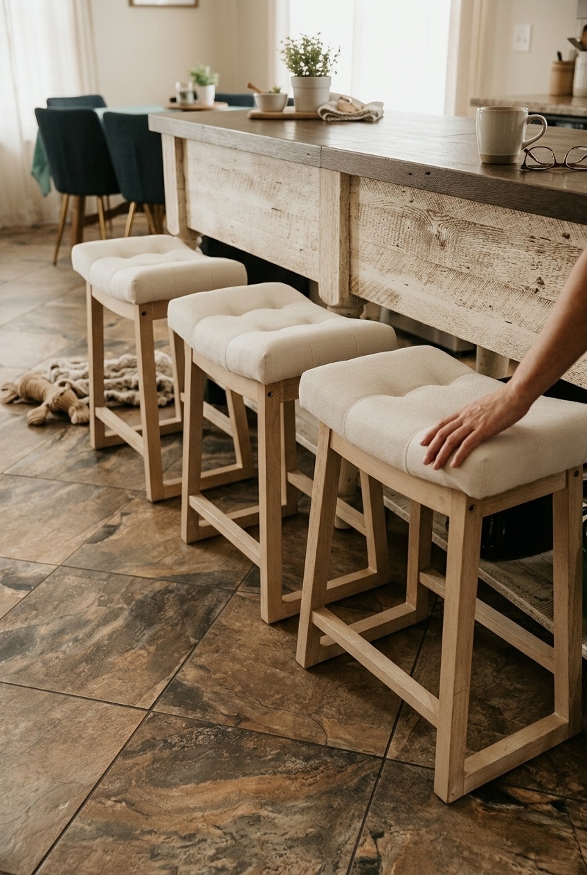Why a Backless Wooden Saddle Counter Stool Is the Effortless Kitchen Update You Need