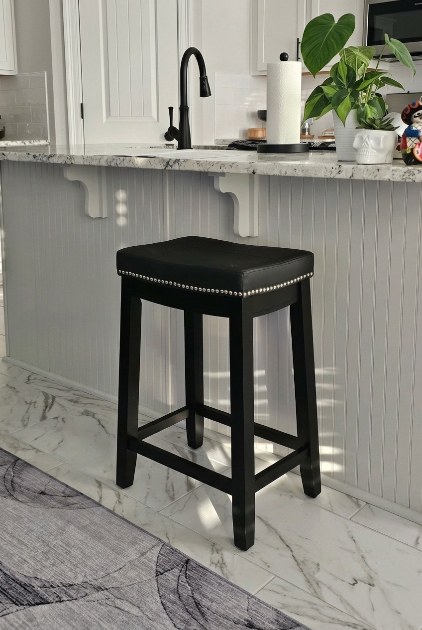 Lark Manor Arlyce 265 Solid Wood Backless Counter Stool With Vegan Leather Upholstered Seat W009699890