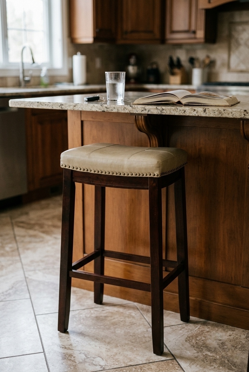 Lark Manor Arlyce 265 Solid Wood Backless Counter Stool With Vegan Leather Upholstered Seat W009699890