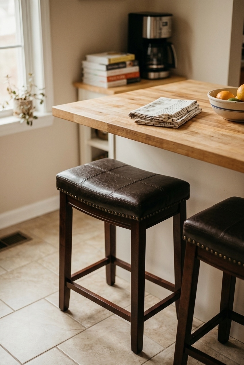 Lark Manor Arlyce 265 Solid Wood Backless Counter Stool With Vegan Leather Upholstered Seat W009699890