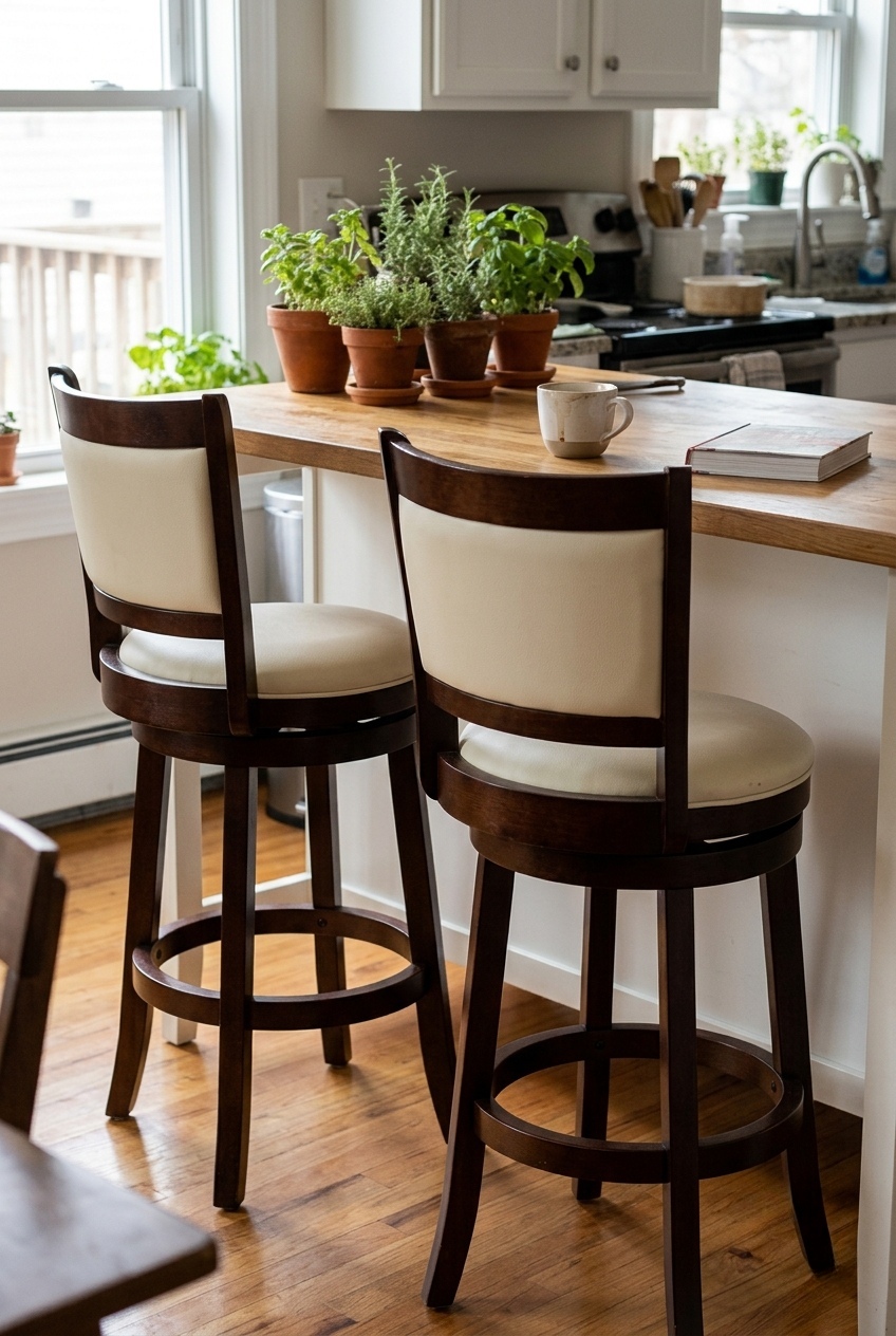 The Warm Wood Swivel Stool Giving Kitchen Islands the Ultimate Cozy Upgrade