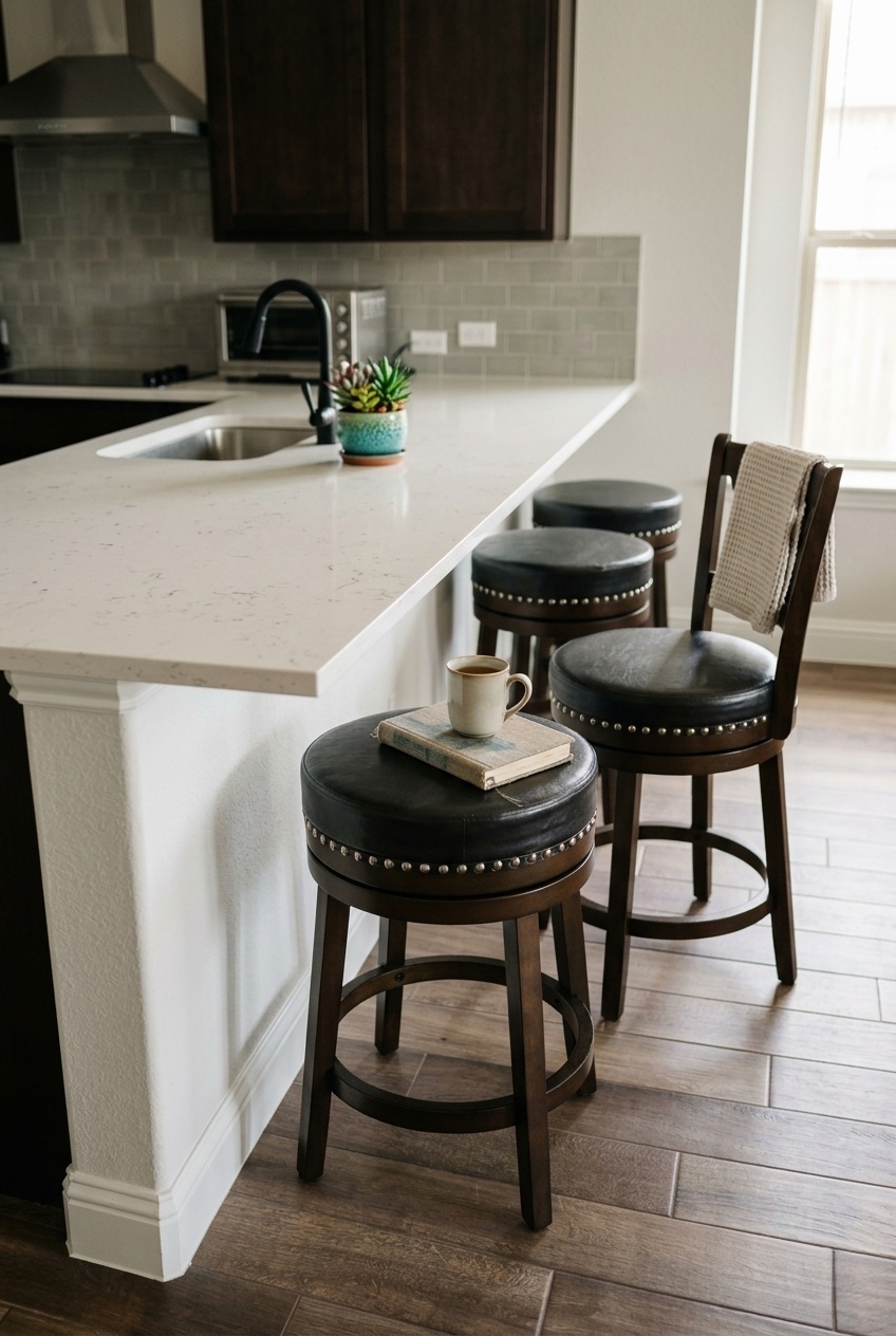 The Warm Wood Swivel Stool Giving Kitchen Islands the Ultimate Cozy Upgrade