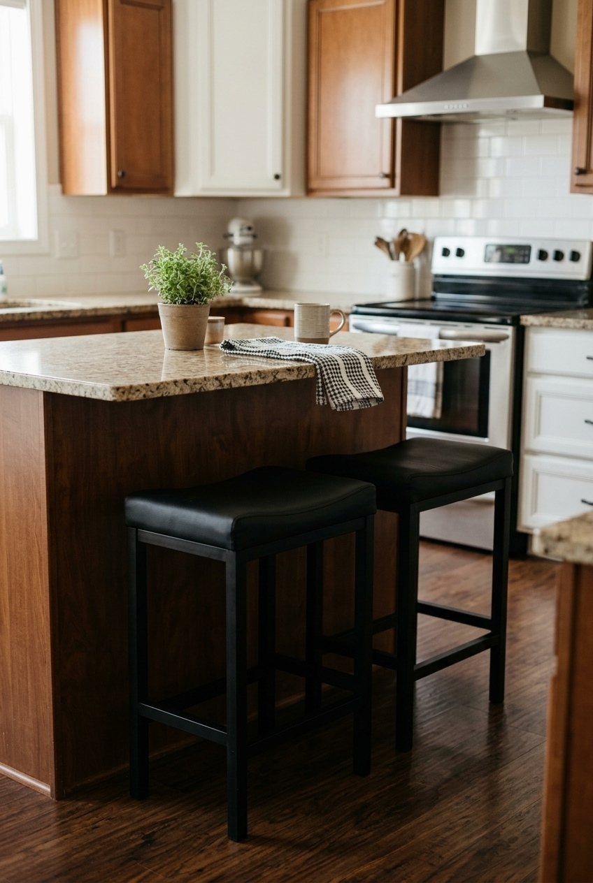 Elevate Your Kitchen Island: The Cozy Faux Leather Stools That Caught My Eye